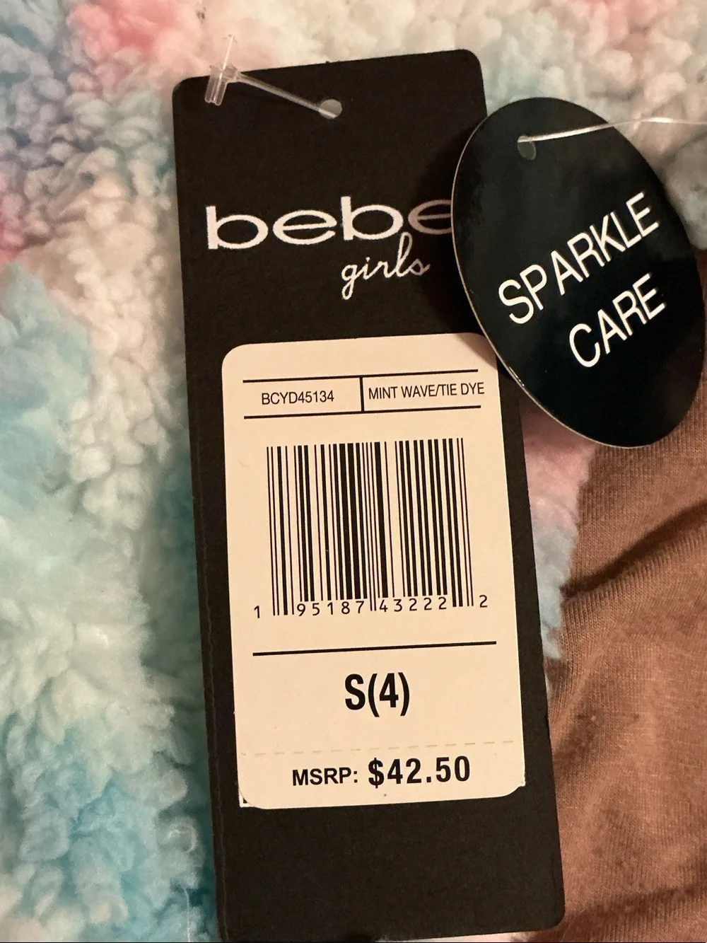 bebe Pastel Tie-Dye Sherpa Hoodie in Pink, Blue, White - Picture 3 of 3